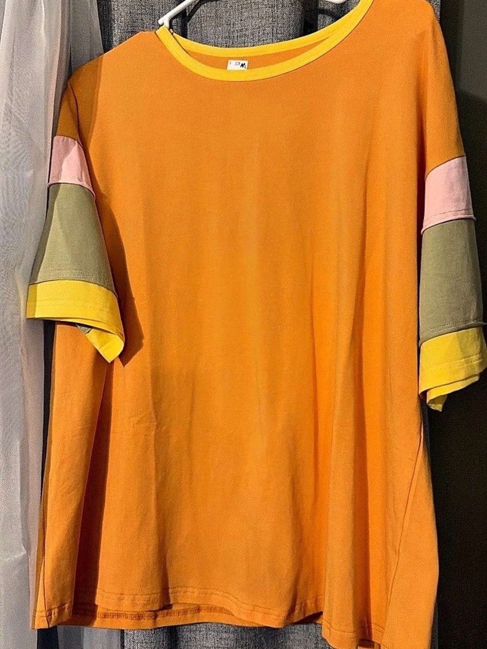 Color Block Short Sleeve Top in Orange & Yellow